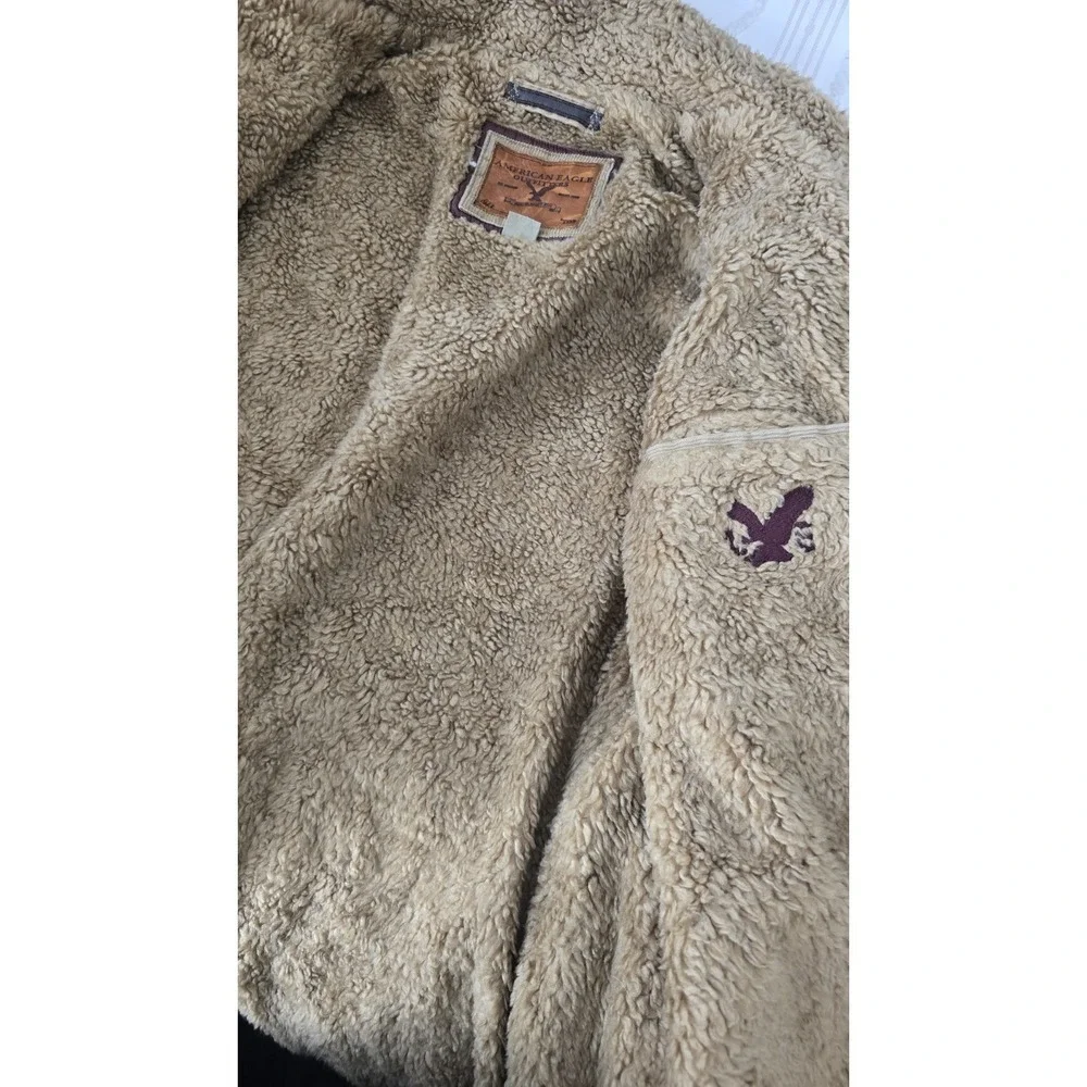 American Eagle Corduroy Sherpa Jacket XL Tall Tan Trucker Workwear Coat‎
